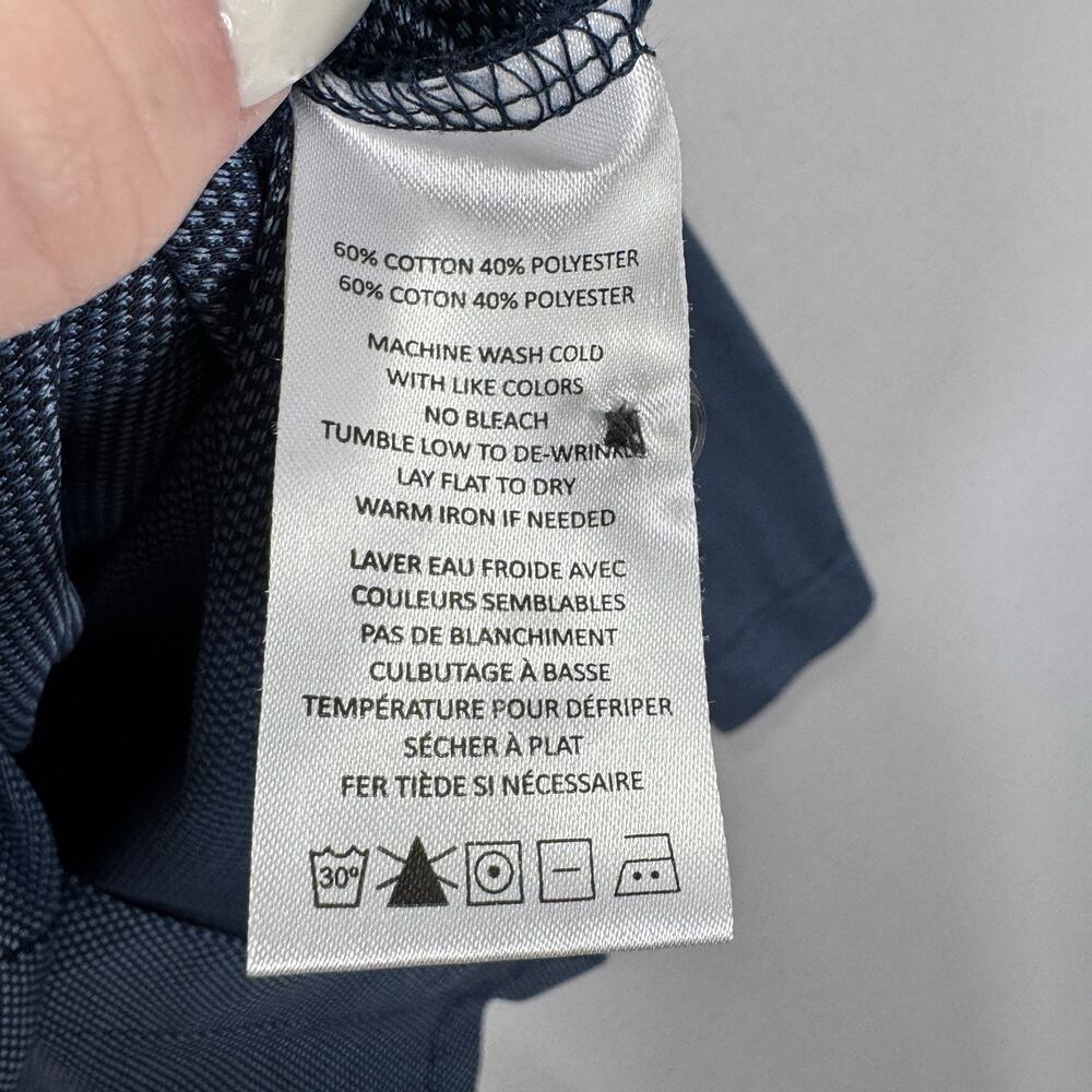 Robert Barakett Braden LS Knit Shirt Mens Large Blue Textured Dots Stretch Prep - Picture 10 of 11